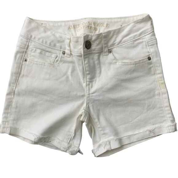 American Eagle Outfitters Pants - White Denim Jean Shorts American Eagle Stretch Size 0